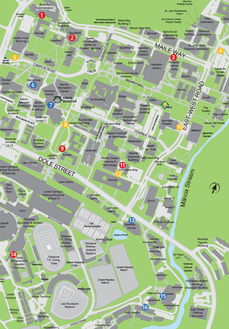 Uh Manoa Campus Map Locations | Food Services