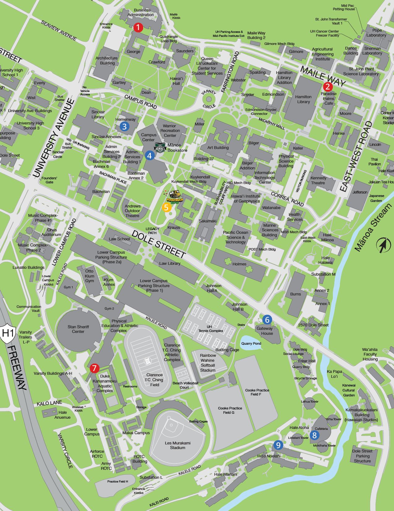 Map of all food vendors on campus