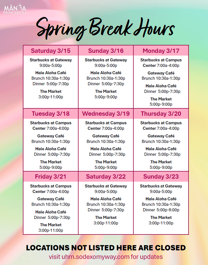 Sodexho Spring Break 2025 Calendar