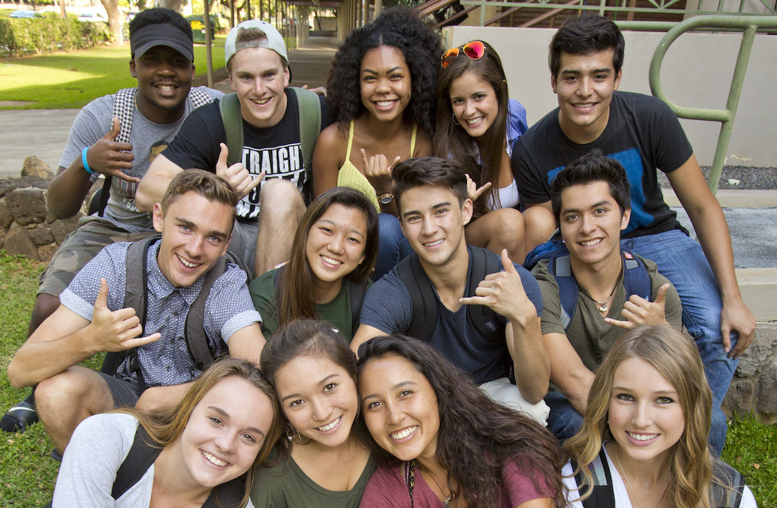group of smiling students