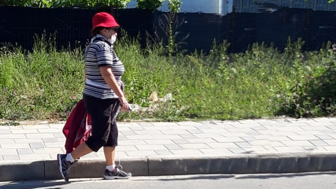 older woman walking