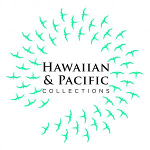 Hawaiian and Pacific Collections graphic with circular logo of frigate birds.