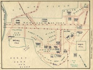 Hand-drawn map depicting Kahuku as a plantation community in 1932
