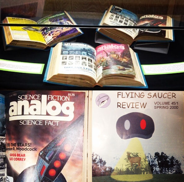 Various science fiction books and magazines