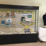 Left side display case for library banned books exhibit
