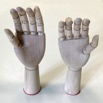Left and right wooden mannequin hands