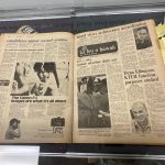 Ka Leo Exhibit Newspaper articles in a book