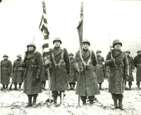 The Color Guard of the 442nd RCT at a memorial ceremony in France, November 1944