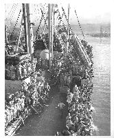 Returning soldiers on the USS Waterbury Victory