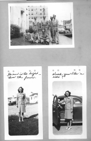Girl next to car and group of soldiers