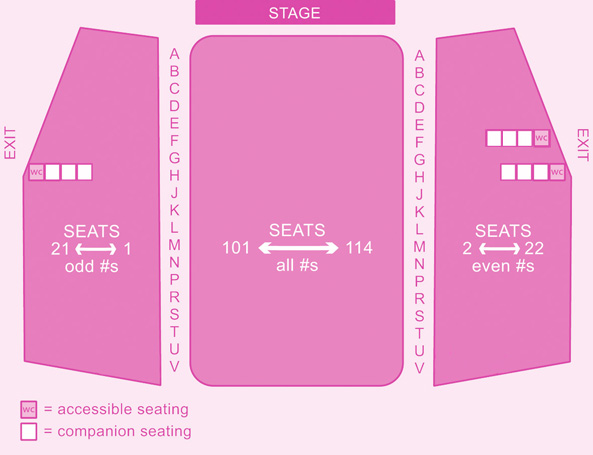 Seating Map of Kennedy Theatre's main stage.