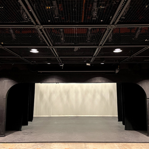 View of empty Lab Theatre stage from the audience