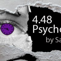 4.48 Psychosis. A Purple Eye Peeking Through A Hole Ripped In Paper.