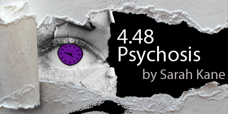 4.48 Psychosis. A purple eye peeking through a hole ripped in paper.