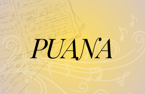 Puana. Yellow background with faint musical notation.