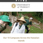 image of University of Hawaii homepage, which has a photo of Lyon Arboretum's Education Department staff posing outdoors wearing matching masks