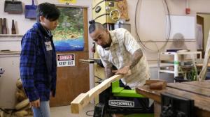 Hawaiian studies lecturer Jordan Souza helped to start Windward CC's Hawaiian carving program.