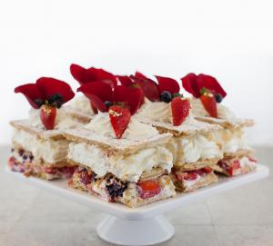 Napoleons, 3 layers of puff pastry filled with creams and fruits