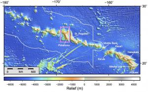 Map showing Hawaiian Island chain, including Pūhāhonu. Credit: Garcia, et al., 2020.