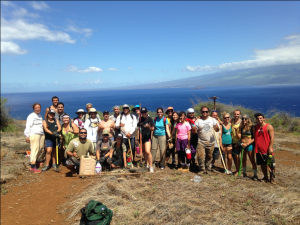 McGregor, far left with with her students after a day of trail stabilization at Hakioawa, Kaho’olawe