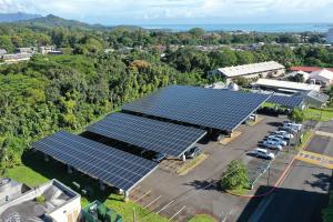 PV panels in the Hale Pālanakila parking lot at Windward CC