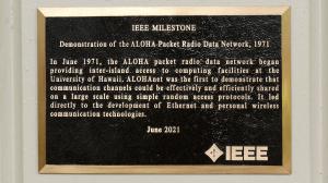 IEEE milestone plaque outside of Holmes Hall