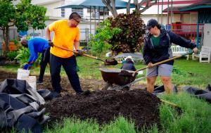 Students beautifying the campus mala during the Campus Beautification Centennial Event March 2020