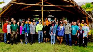 Faculty, staff and students at a Campus Beautification Centennial Event held in March 2020
