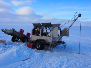 The hot water drill used to drill through the glacier to the subglacial lakes. Credit: Eric Gaidos