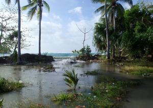 High tide flooding on Majuro Atoll, a low-lying atoll. (K. Fellenius)