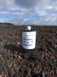 Rain collector located near the HiSEAS site on Mauna Loa. Credit: Diamond Tachera.