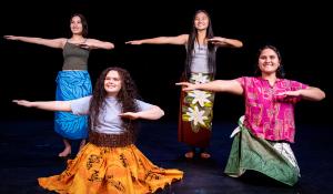 (front row) Kaleialoha Froning and Alysia-Leila Kepaa (back row) Marilynn Bellinger and Thomalin Sir