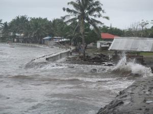 Hurricanes bring high water and large waves to American Samoa. Credit: Kelley Anderson Tagarino.