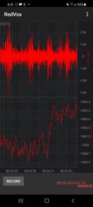 Screenshot of RedVox App recording infrasound from Tonga eruption. Credit: UH ISLA.