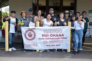 The food distribution team at Hawaiʻi CC on March 9.