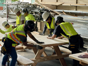 Students enrolled in the Good Jobs Hawai‘i carpentry pre-apprentice training class.