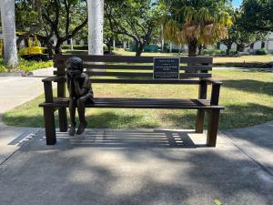 "Child in Time Out" memorial bench