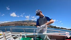 Nick Hawco prepares materials for trace metal sampling. Photo credit: Andrea Kealoha