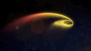 Illustration of star remnants after it is shredded by a supermassive black hole. Credit: NASA