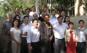 Lt. Gov. Aiona (center) with Dean Jon K. Matsuoka to his left with faculty and delegates