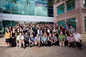 Some of JABSOM's "Best Doctors" pose with the MD Class of 2012. (Photo by Hook Photography)