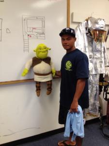Honolulu CC Fire Student Garrett Oudraad wins the "Shrek Award."