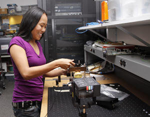 UHMC Engineering Technology student Lindsay Komai at work in the classroom.