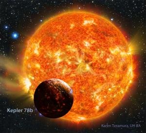 Artist's impression of the planet Kepler-78b and its host star. Art by Karen Teramura (UHIfA)