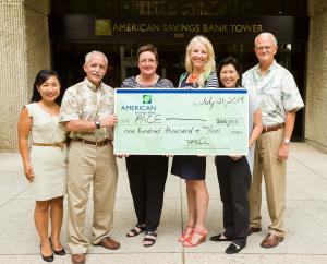 American Savings Bank donates $100,000 to PACE. (Full caption in press release)