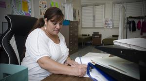 Helena Diones works as a school health aide at President Thomas Jefferson Elementary School.