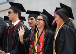 Graduates celebrate at UH West Oahu's spring 2016 commencement.