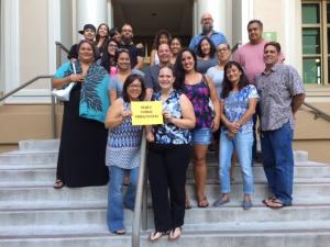 2016 HCWEC Scholars and their ohana with Dr. Elizabeth Aparicio and Cheri Tarutani.