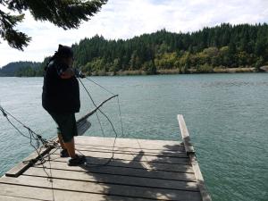 Corinne Sams of the Umatilla Indian Reservation fishes on the Columbia River.