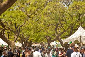 The throng along McCarthy Mall at Manoa Experience in 2016.